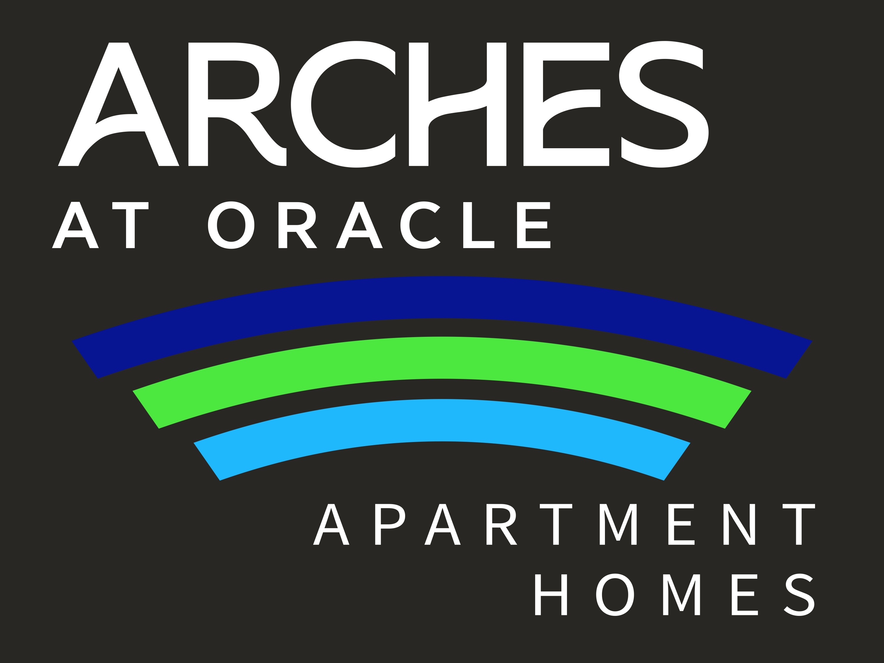 The image is a logo for Arches at Oracle Apartment Homes.
